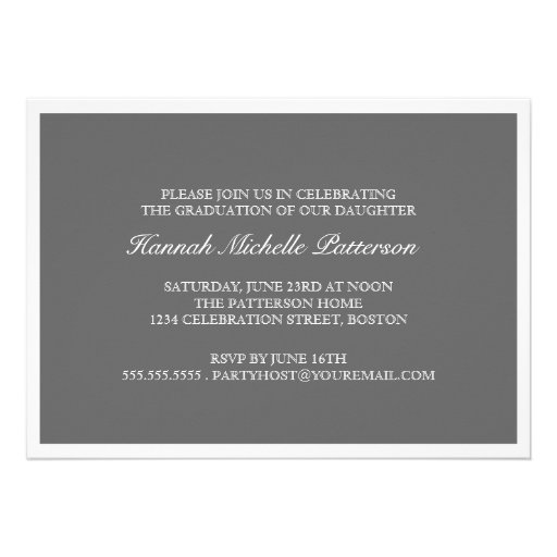 Pretty Girl 4 Photo in Gray Graduation Invitation