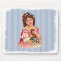 Pretty Girl and Bouquet Vintage mousepads by Vintage_Gifts Pretty Girl and Bouquet Vintage mousepads