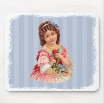 Pretty Girl and Bouquet Vintage Mouse Pads
