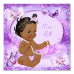 Pretty Girl Baby Shower Purple Butterfly Ethnic Card