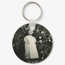 Pretty girl by Christmas tree keychains by amazingvintage Pretty girl by Christmas tree keychains