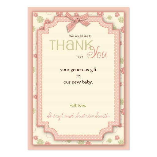 Pretty Girl Floral TY Notecard Business Card Template (back side)