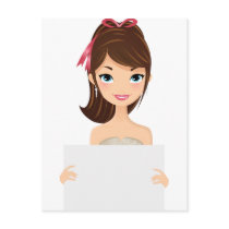 Pretty Girl holding sign postcards