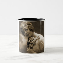 pretty girl with a rose mugs