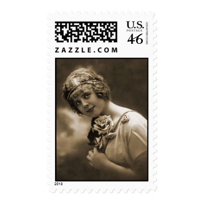 pretty girl with a rose Postage