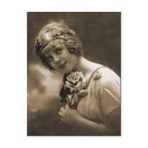 pretty girl with a rose postcards