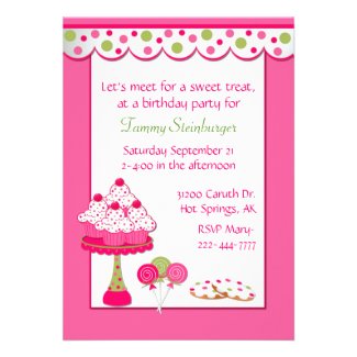Pretty Girl's Sweets Birthday Party Invitation