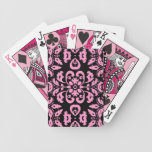 Pretty girly elegant black and pink damask bicycle poker cards