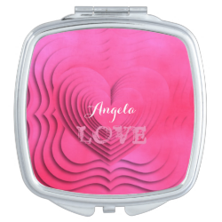 Pretty Girly Pink Love Heart 3D Design Makeup Mirrors
