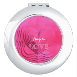 Pretty Girly Pink Love Heart 3D Design Makeup Mirror