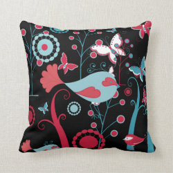 Pretty Girly Spring Birds Butterfly Flowers Vines Pillow