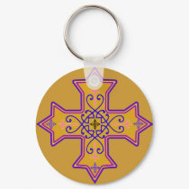 Pretty Gold and Pink Coptic Cross keychains by greenbaby Pretty Gold and Pink Coptic Cross keychains
