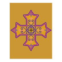 Pretty Gold and Pink Coptic Cross Post Cards