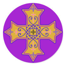 Pretty Gold and Pink Coptic Cross stickers