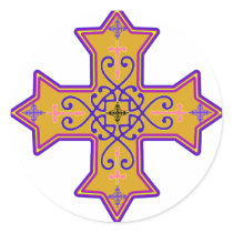 Pretty Gold and Pink Coptic Cross stickers