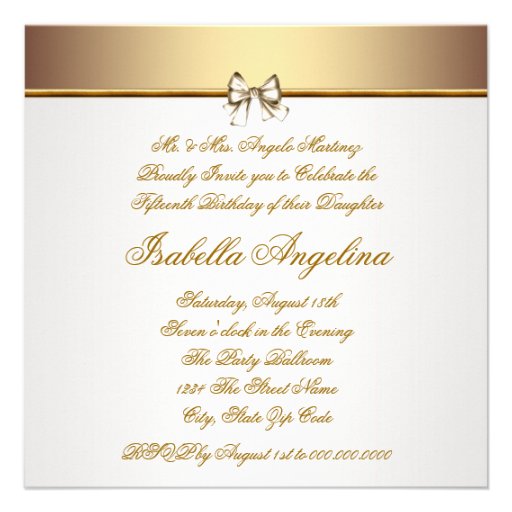 Pretty Gold Photo Quinceanera Invitations
