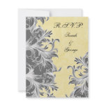 pretty "gray yellow" wedding RSVP Invitation