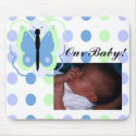 Pretty Green And Blue Butterfly Add Baby Photo Mousepad