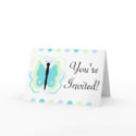 Pretty Green And Cyan Butterfly Baby Shower Invitation