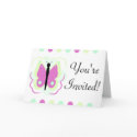 Pretty Green And Magenta Butterfly Baby Shower Invitation