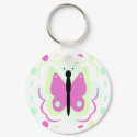 Pretty Green And Magenta Butterfly Keychain