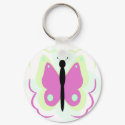 Pretty Green And Magenta Butterfly Keychain