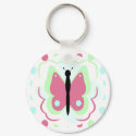 Pretty Green And Pink Butterfly Keychain