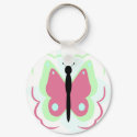 Pretty Green And Pink Butterfly Keychain