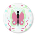 Pretty Green And Pink Butterfly Magnet