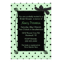 Pretty Green & Black Polka Dot Bridal Shower invitations