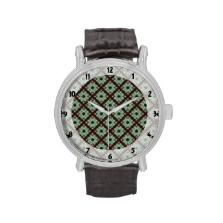 Pretty Green Brown Crisscross Pattern Wristwatches
