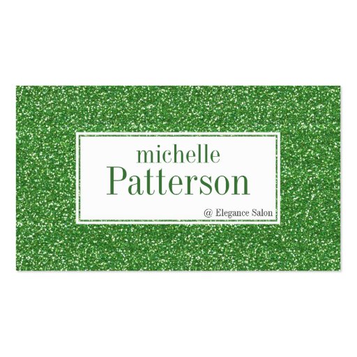 Pretty Green Glitter Appointment Business Cards (front side)