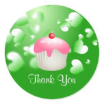 Pretty Green Hearts Party Cupcake Thank You Seal