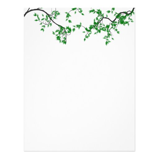Pretty Green Leaves Border Stationery Letterhead Template | Zazzle