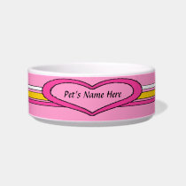 Pretty heart and stripes cat water bowls