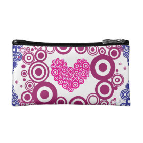 Pretty Heart Concentric Circles Girly Teen Design Cosmetics Bags