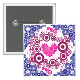 Pretty Heart Concentric Circles Girly Teen Design Pinback Buttons