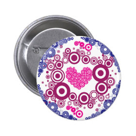 Pretty Heart Concentric Circles Girly Teen Design Pin