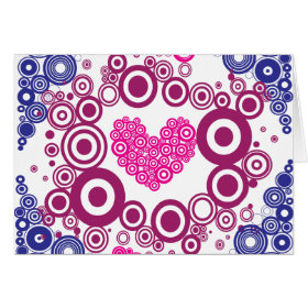 Pretty Heart Concentric Circles Girly Teen Design Greeting Card