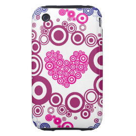 Pretty Heart Concentric Circles Girly Teen Design iPhone 3 Tough Cases