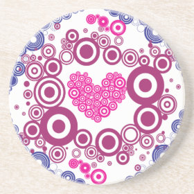 Pretty Heart Concentric Circles Girly Teen Design Coaster