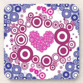Pretty Heart Concentric Circles Girly Teen Design Drink Coasters