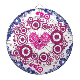 Pretty Heart Concentric Circles Girly Teen Design Dartboard
