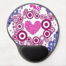 Pretty Heart Concentric Circles Girly Teen Design Gel Mouse Pad