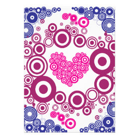 Pretty Heart Concentric Circles Girly Teen Design Personalized Announcements