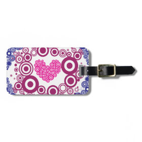 Pretty Heart Concentric Circles Girly Teen Design Travel Bag Tags