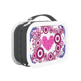 Pretty Heart Concentric Circles Girly Teen Design Lunch Box