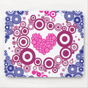 Pretty Heart Concentric Circles Girly Teen Design Mousepads
