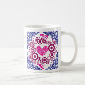 Pretty Heart Concentric Circles Girly Teen Design Coffee Mug