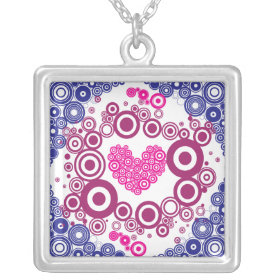 Pretty Heart Concentric Circles Girly Teen Design Necklaces